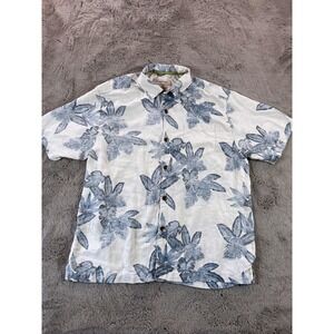 Tommy Bahama 100 Silk Original Fit Blue Floral Camp Shirt XL Aloha‎ Beach
